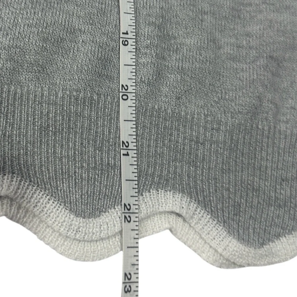 Knitted Wool Gray White Scalloped Neckline Pullover Sweater Misslook Medium - Picture 12 of 14